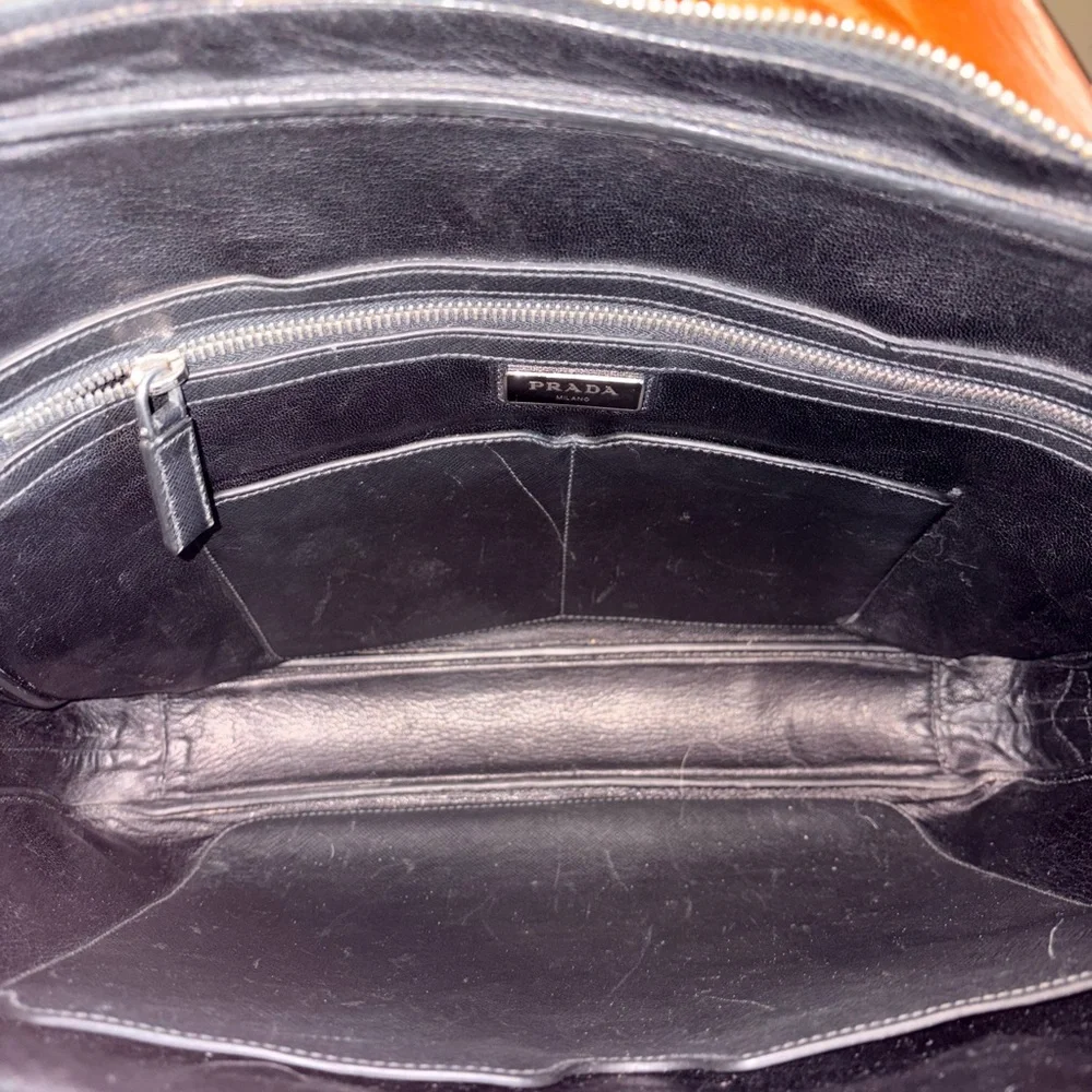 Prada Vintage Black Saffiano Leather Briefcase